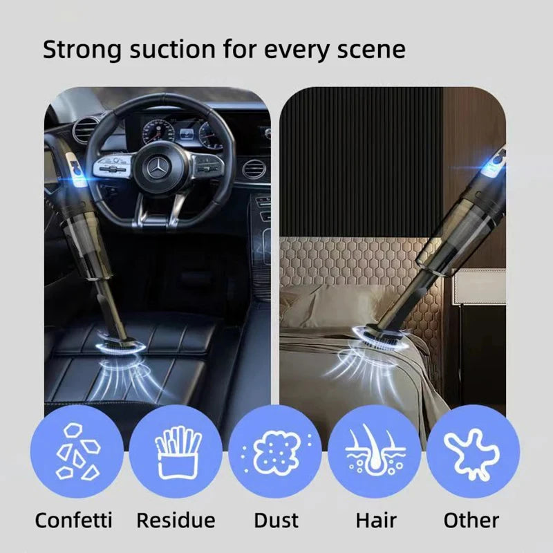 Multipurpose Vacuum Cleaner Handheld Powerful Suction Rechargeable for Car and Home Dual Use